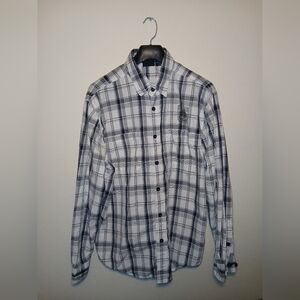 Men's Black and White Plaid Shirt